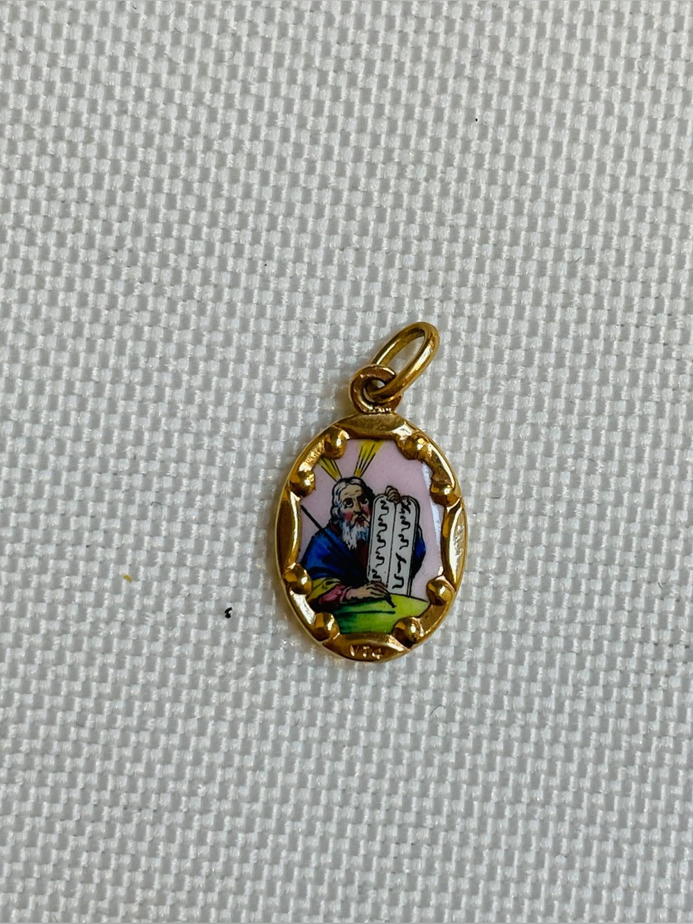 Vintage 14K Yellow Gold Moses, Ten Commandments, Enameled Charm/Pendant